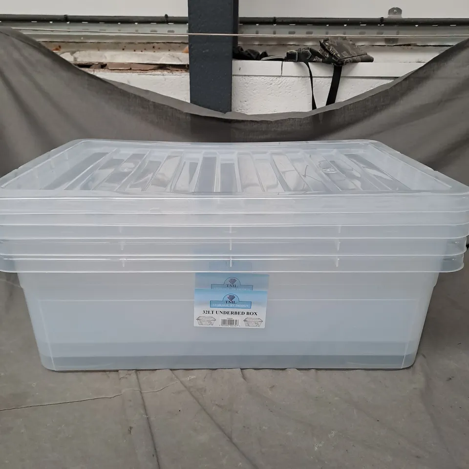 SET OF 3 32L UNDERBED STORAGE BOXES IN CLEAR