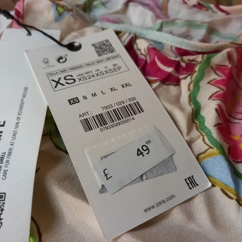 ZARA FLORAL PRINT SLEEVELESS DRESS - XS