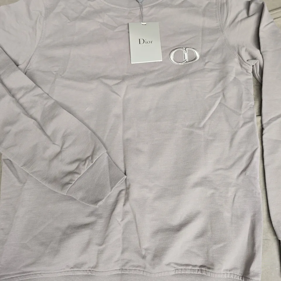 DIOR PAINTED GREY CREW JUMPER - S