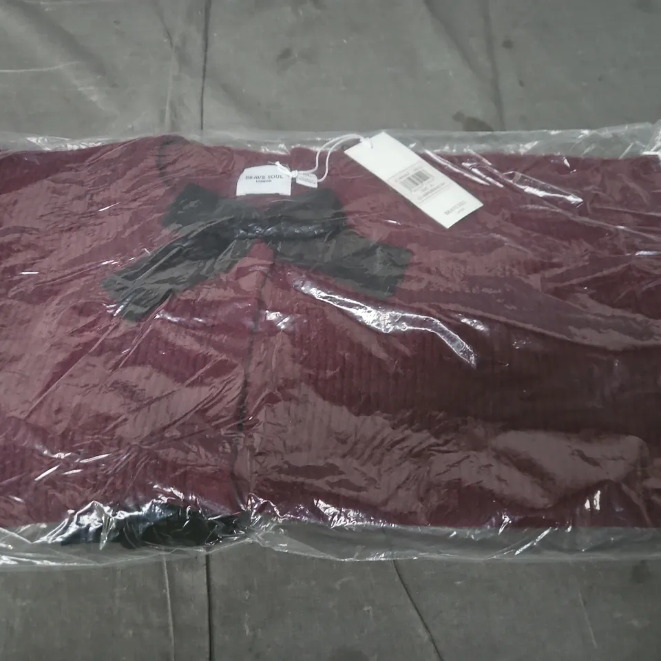 BRAVE SOUL LONDON WOMEN'S AUBERGINE/BLACK BOW GARMENT, SIZE XL