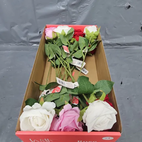 APPROXIMATELY 10 BOXES OF VALENTINES DAY WITH LOVE FAUX ROSES