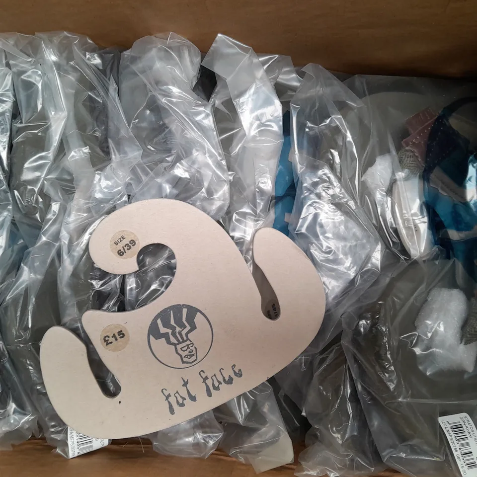 BOX OF APPROXIMATELY 10 ASSORTED PAIRS OF SHOES IN VARIOUS STYLES AND SIZES TO INCLUDE PERTU, FATFACE, ETC