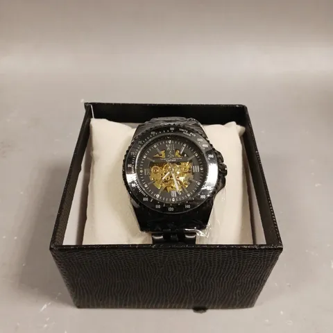 SAMUEL JOSEPH SKELETON MECHANISM BLACK DIAL WATCH