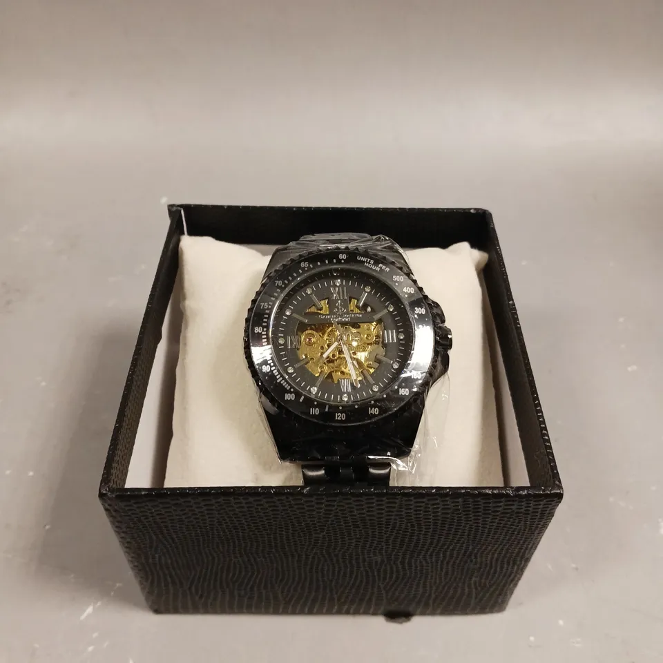 SAMUEL JOSEPH SKELETON MECHANISM BLACK DIAL WATCH