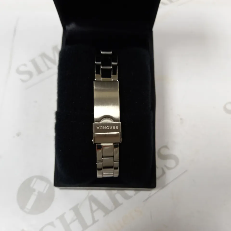 SEKONDA 50 METER LADIES WATCH - SILVER EFFECT WITH BLUE FACE 