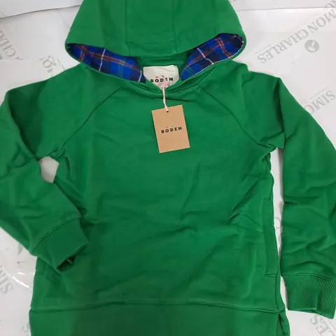 MINI BODEN GREEN KIDS HOODIE - 7/8 YRS