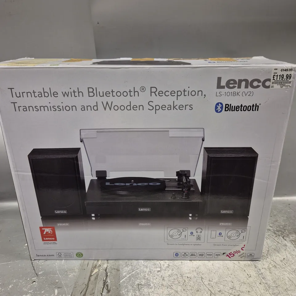 BOXED LENCO BLUETOOTH TURNTABLE WITH SPEAKERS LS-101BK
