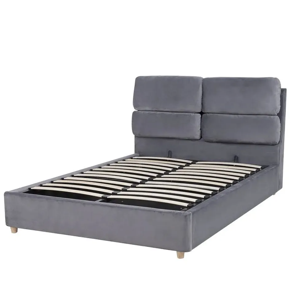 BOXED MARIELA UPHOLSTERED OTTOMAN BED FRAME GREY (BOX 2 OF 2 ONLY) 