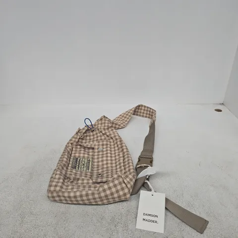 DAMSON MADDER GINGHAM CROSS BODY BAG – BEIGE