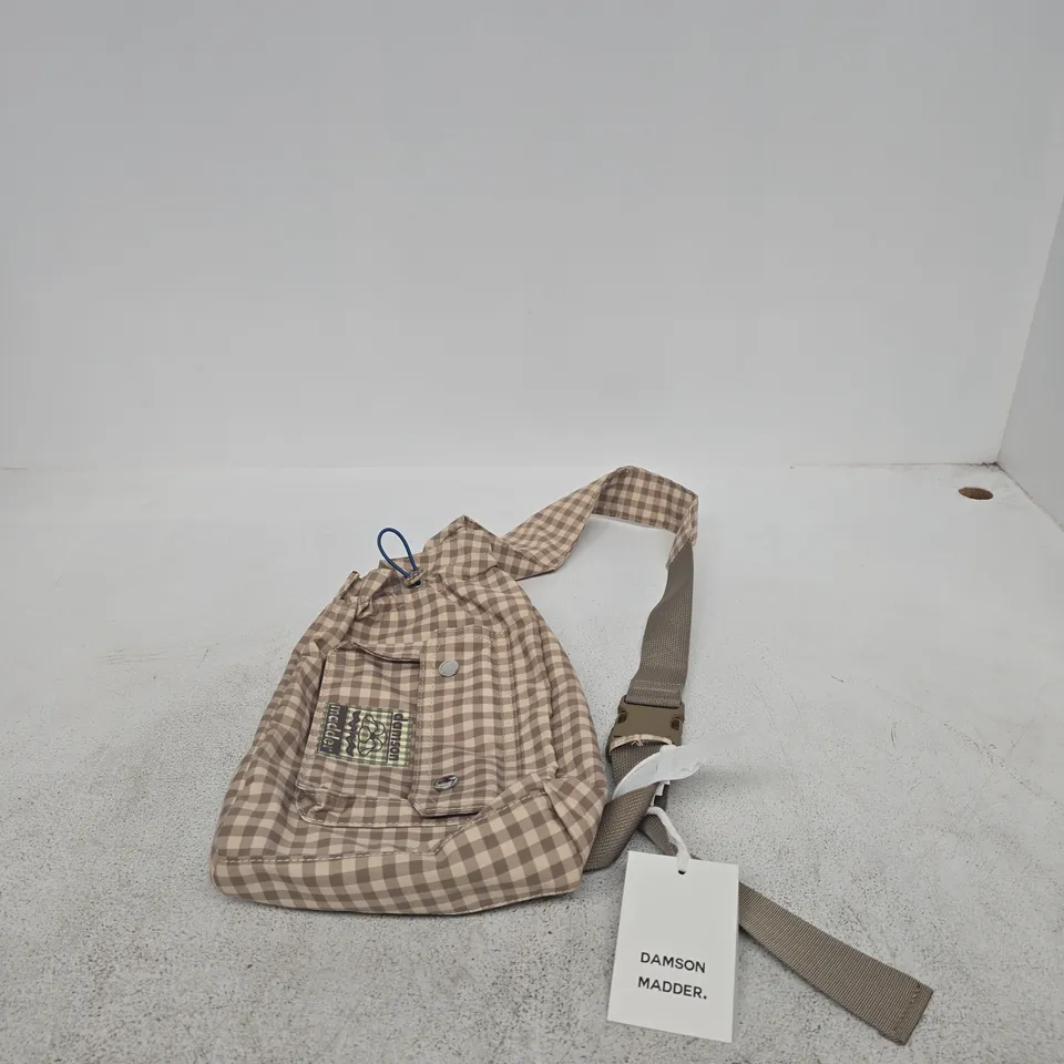 DAMSON MADDER GINGHAM CROSS BODY BAG – BEIGE