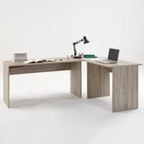 BRAND NEW BOXED TILL MODERN CORNER COMPUTER DESK IN CANADIAN OAK (1 BOX)