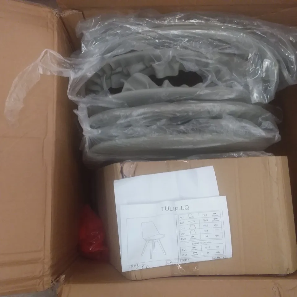 BOXED SET OF 4 DESIGNER GREY CHAIRS 