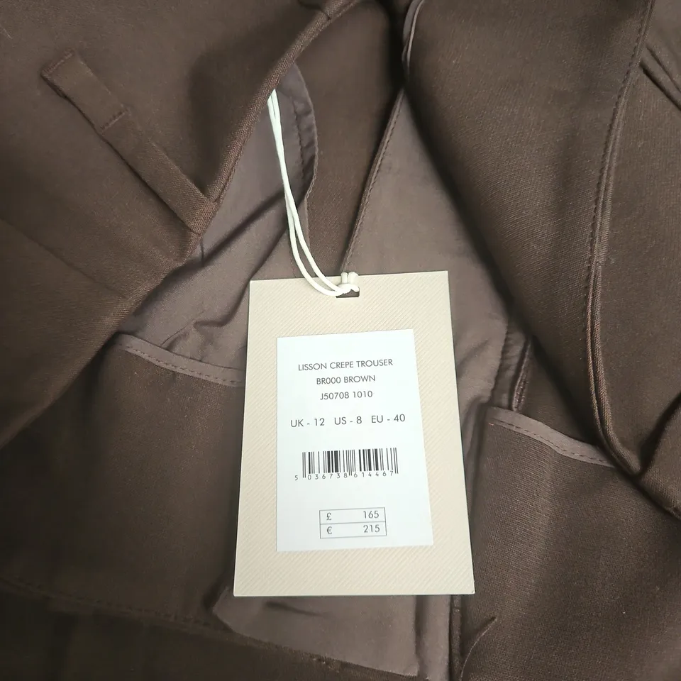 JIGSAW LISSON CREPE TROUSERS – BROWN, UK 12 (EU 40)
