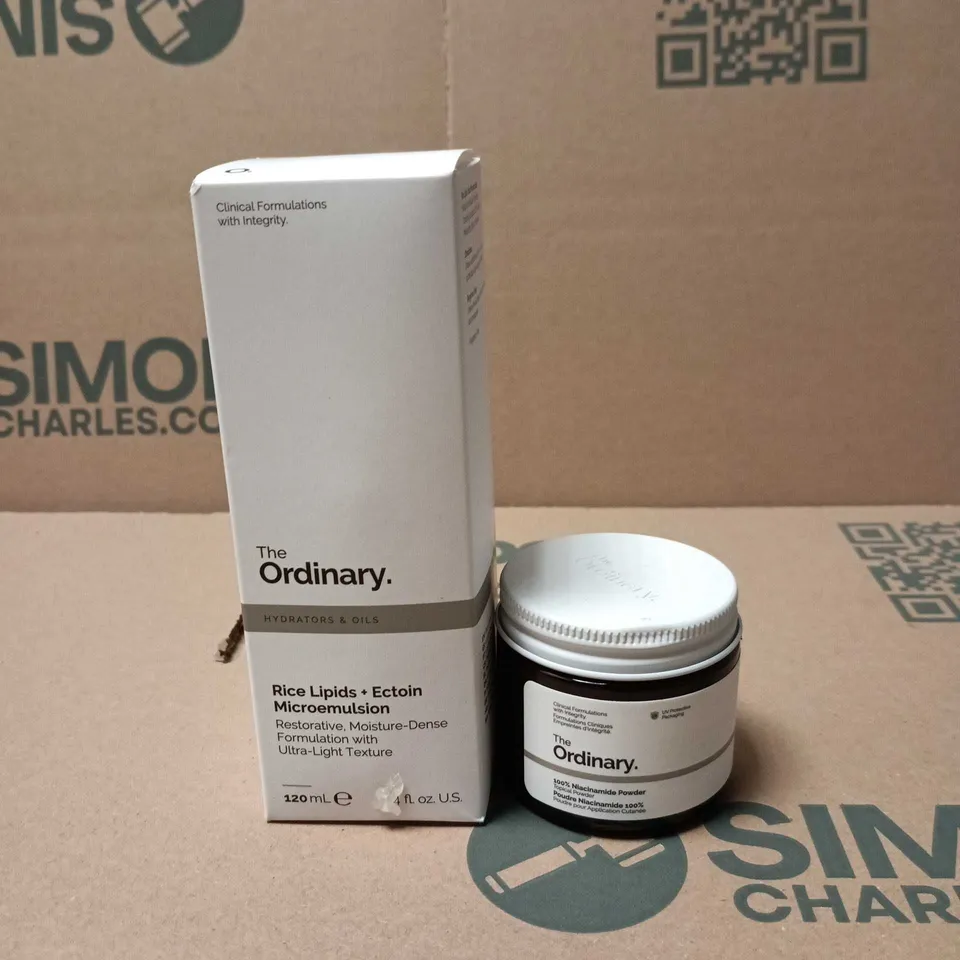 2 X THE ORDINARY COSMETIC PRODUCTS: 100% NIACINAMIDE POWDER + RICE LIPIDS AND ECTOIN MICROEMULSION