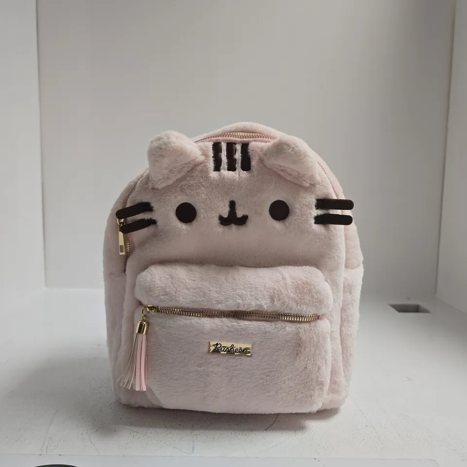 PUSHHEEN PINK PLUSH CAT BACKPACK WITH FRONT ZIP POCKET