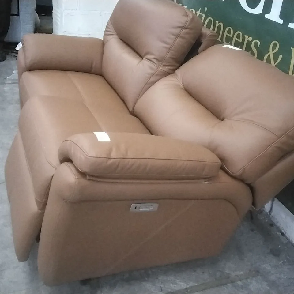 QUALITY G-PLAN BRITISH MADE HARDWOOD FRAMED SEATTLE 2.5 SEATER CAMBRIDGE TAN LEATHER POWER RECLINING SOFA