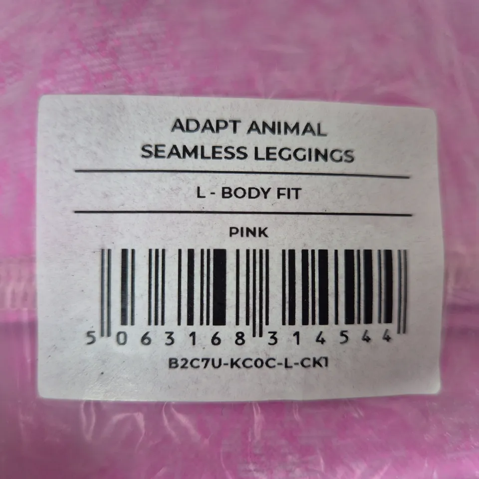 GYMSHARK ADAPT ANIMAL SEAMLESS LEGGINGS – PINK, SIZE L, BODY FIT