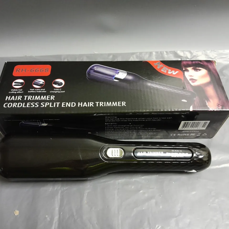 BOXED HAIR TRIMMER. CORDLESS SPLIT ENDS HAIR TRIMMER BLACK RH-6668