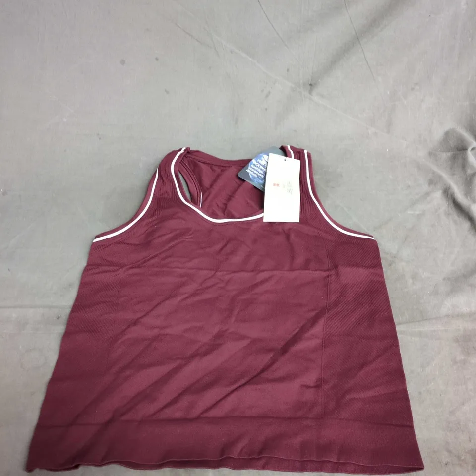 SWEATY BETTY ATHLETE CROP SEAMLESS WORKOUT TANK TOP – GARNET RED, SIZE S