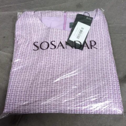 BAGGED SOSANDER LILAC BOUCLE SHIFT DRESS - SIZE 14