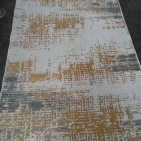 REVERSIBLE RUG YELLOW/GREY PATTERN 185X116CM
