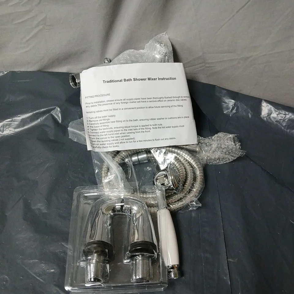 TRADITIONAL BATH SHOWER MIXER WITH INSTRUCTOINS, HOT/COLD TAP ETC. UNBOXED