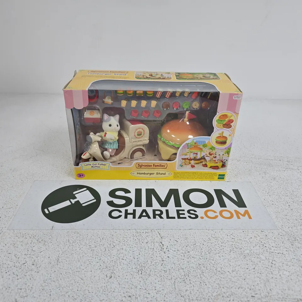 BOXED SYLVANIAN FAMILIES LATTE CAT FATHER MATTEO HAMBURGER STAND