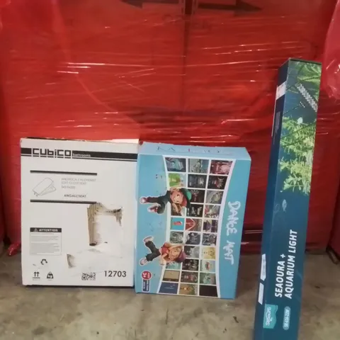 PALLET OF ASSORTED HOUSEHOLD GOODS AND PRODUCTS TO INCLUDE;TOILET SEAT,AQUARIUM LIGHT,DANCE MAT