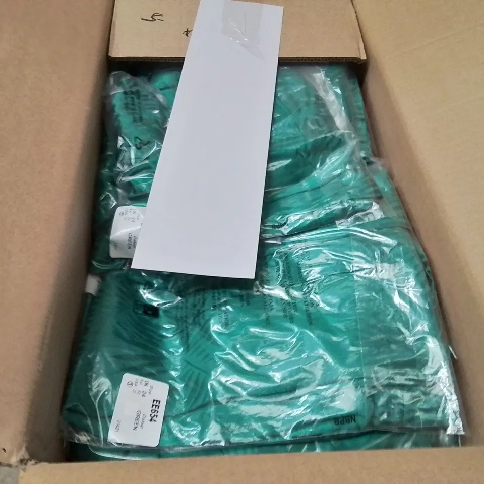 BOXED BRAND NEW APPROXIMATELY 32 JD WILLIAMS SATIN WEDDING LEG TROUSERS GREEN SIZE 24