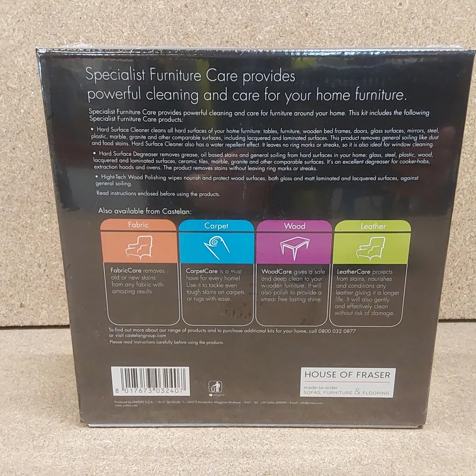BOX OF APPROX 6 X BRAND NEW HOUSE OF FRASER SPECIALIST FURNITURE CARE KITS