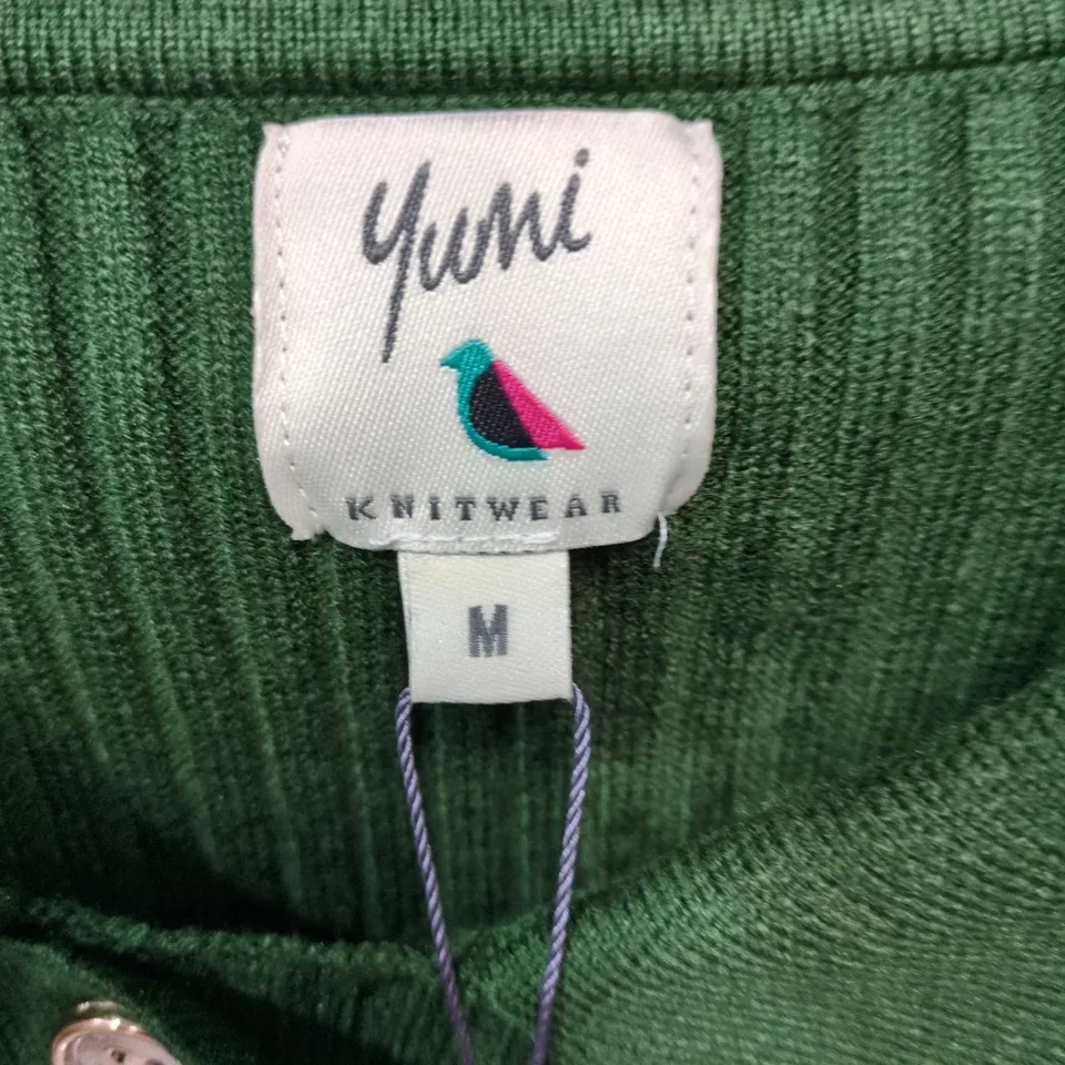 YUMI KNITWEAR GREEN KNIT DRESS WITH BELT – UK SIZE M