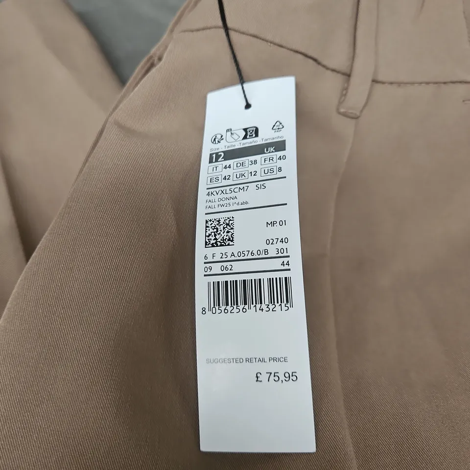 SISLEY WOMEN’S TROUSERS, BEIGE/TAN, UK 12 (EU 42) – WITH TAGS
