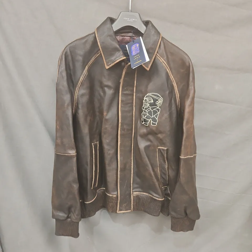 JOHN LEWIS LABRUM VARSITY JACKET IN BROWN - L