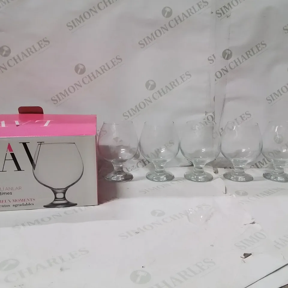 BOXED LAV MISKET PACK OF 6 WINE GLASSES 