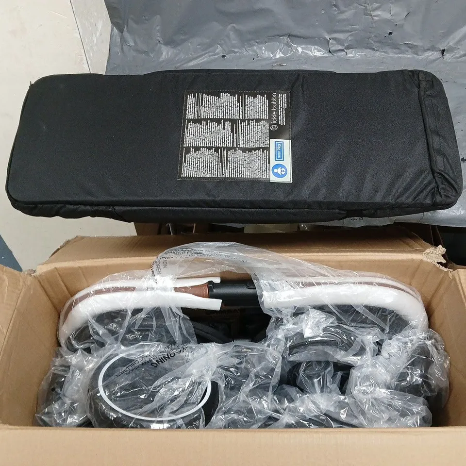 BOXED ICKLE BUBBA VENUS PRIME DOUBLE STROLLER - BLACK / TAN