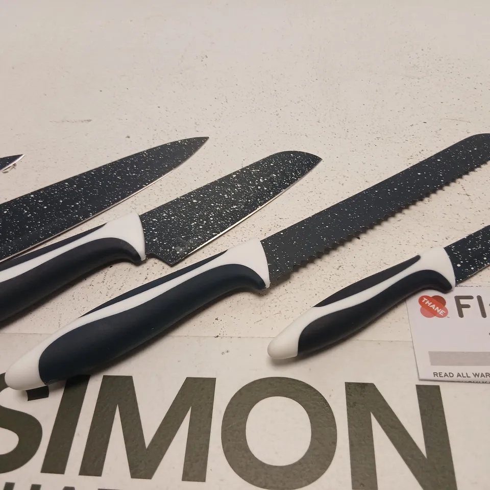 FLAVORSTONE 5-PIECE KNIFE SET (CHEF, BREAD, SANTOKU, UTILITY & PARING) – BOXED