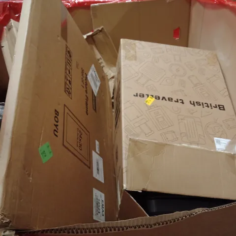 PALLET OF ASSORTED HOUSEHOLD GOODS AND PRODUCTS TO INCLUDE; SUITCASE,GARDEN FENCE BARRIER, PICTURE FRAME