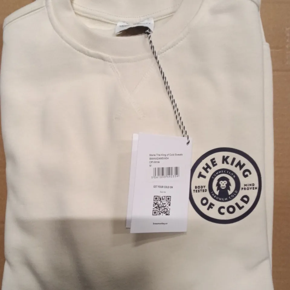 BRAND NEW BOX OF BRASS MONKEY SWEATS - OFF WHITE SIZE MEDIUM APPROXIMATELY 4