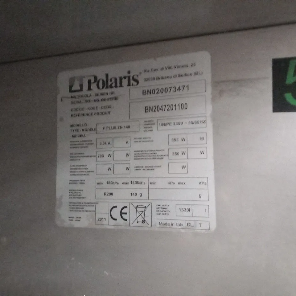 POLARIS STAINLESS DOUBLE FISH FRIDGE COMMERCIAL CATERING F. PLUS TN 140