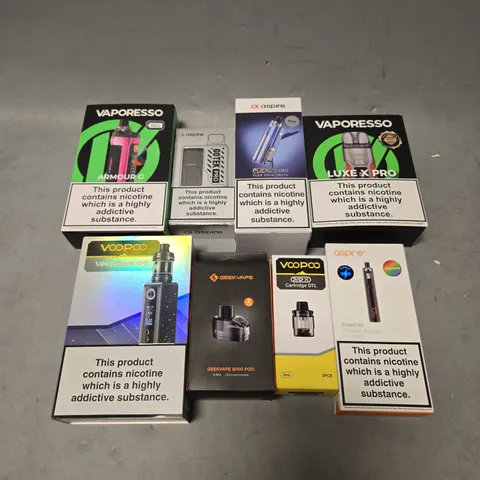 APPROXIMATELY 20 VAPES & E-CIGARETTES TO INCLUDE VAPORESSO, VOOPOO, ASPIRE ETC