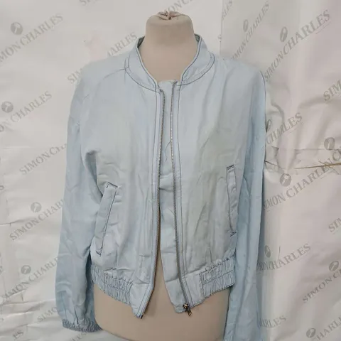 RIVER ISLAND LYOCELL BOMBER JACKET - LIGHT DENIM - SIZE 16