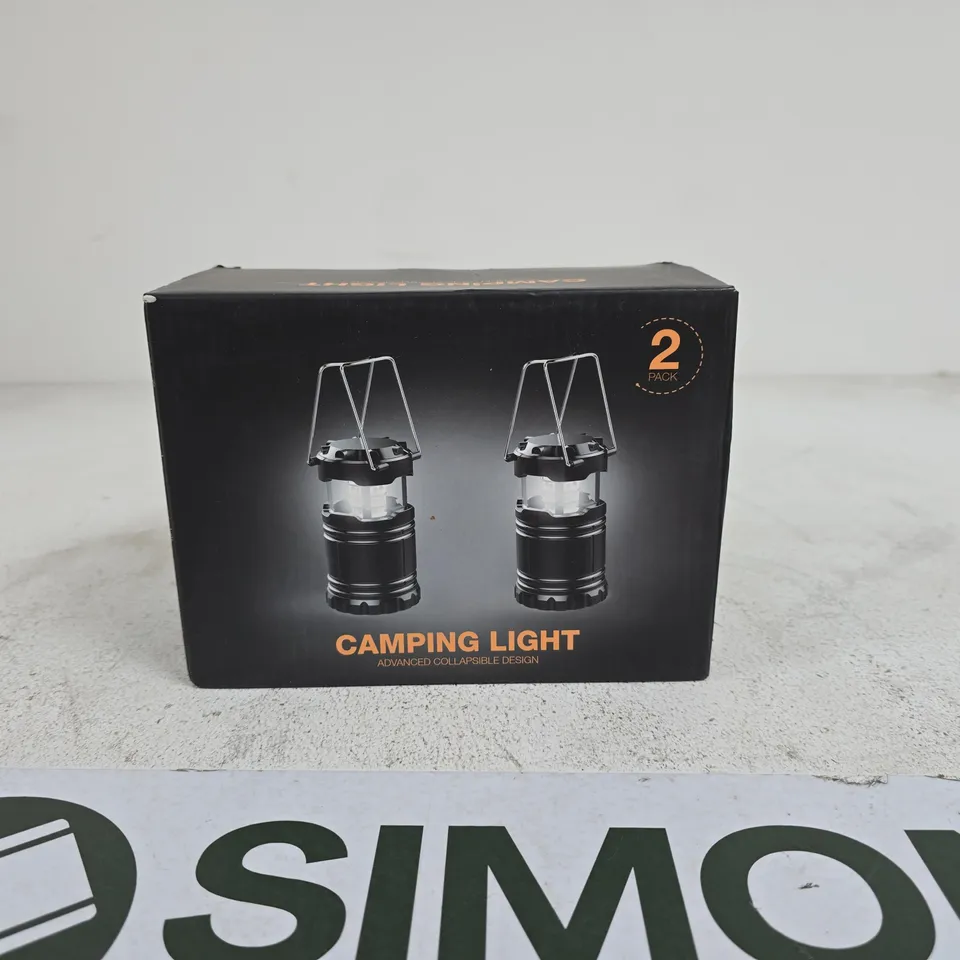 SET OF 2 BLUE CAMPING LIGHTS BOXED