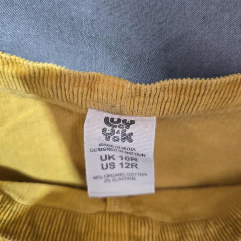 LUCY YAK MUSTARD-YELLOW CORDUROY DUNGAREES WITH POCKETS - UK 16R