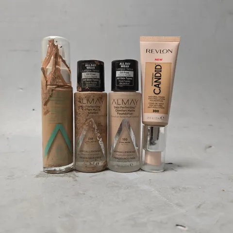 BOX OF APPROXIMATELY 30 ASSORTED HEALTH & BEAUTY ITEMS TO INCLUDE - REVLON CANDID FOUNDATION 300. ALMAY COMFORT MATTE FOUNDATION 130 , ALMAY COMPTEXION MAKEUP 500