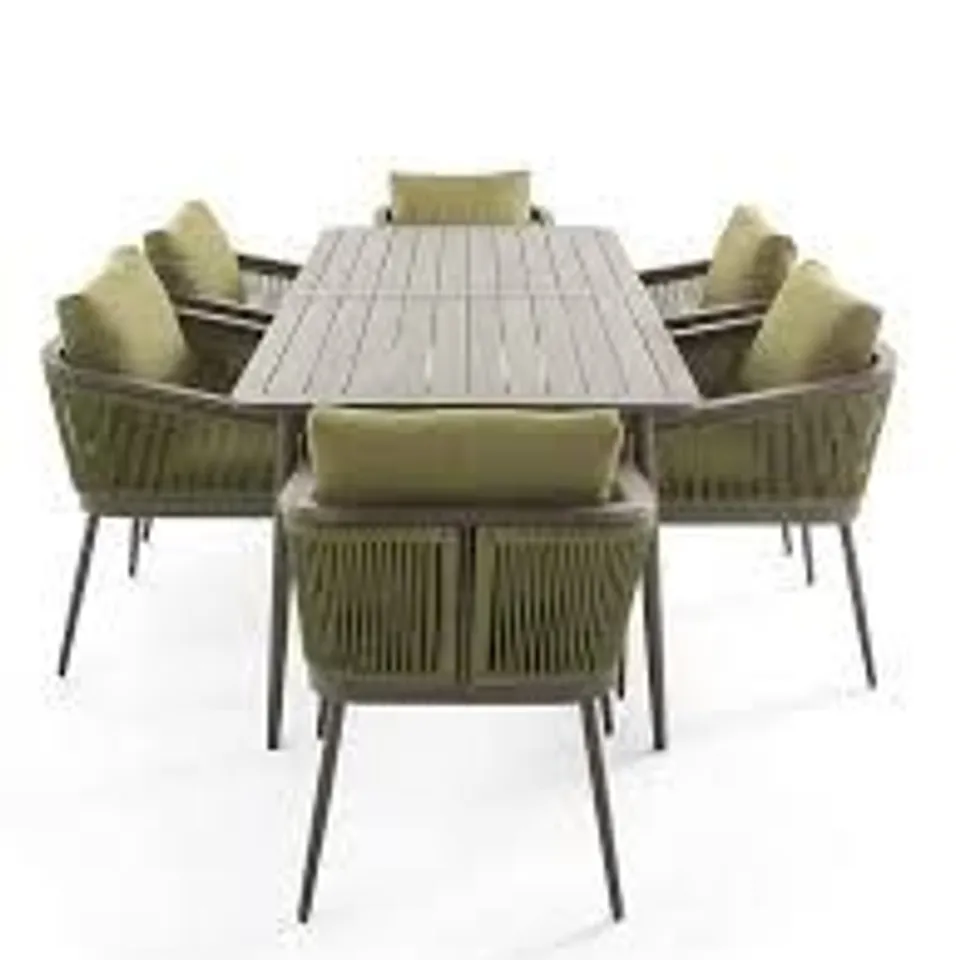 BOXED CALVI 6-SEATER DINING TABLE AND CHAIR SET (4 BOXES) RRP £1299