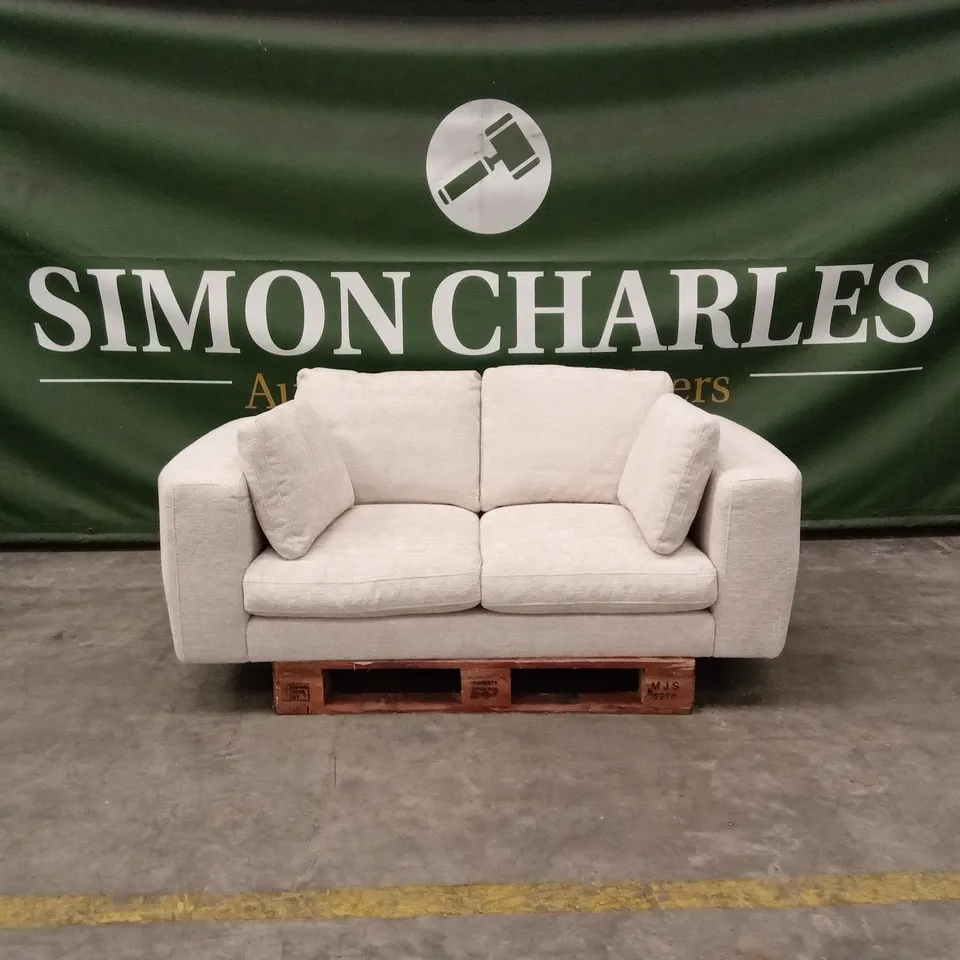 DANETTI QUINN NATURAL FABRIC DARK WOOD 2 SEATER SOFA RRP £849