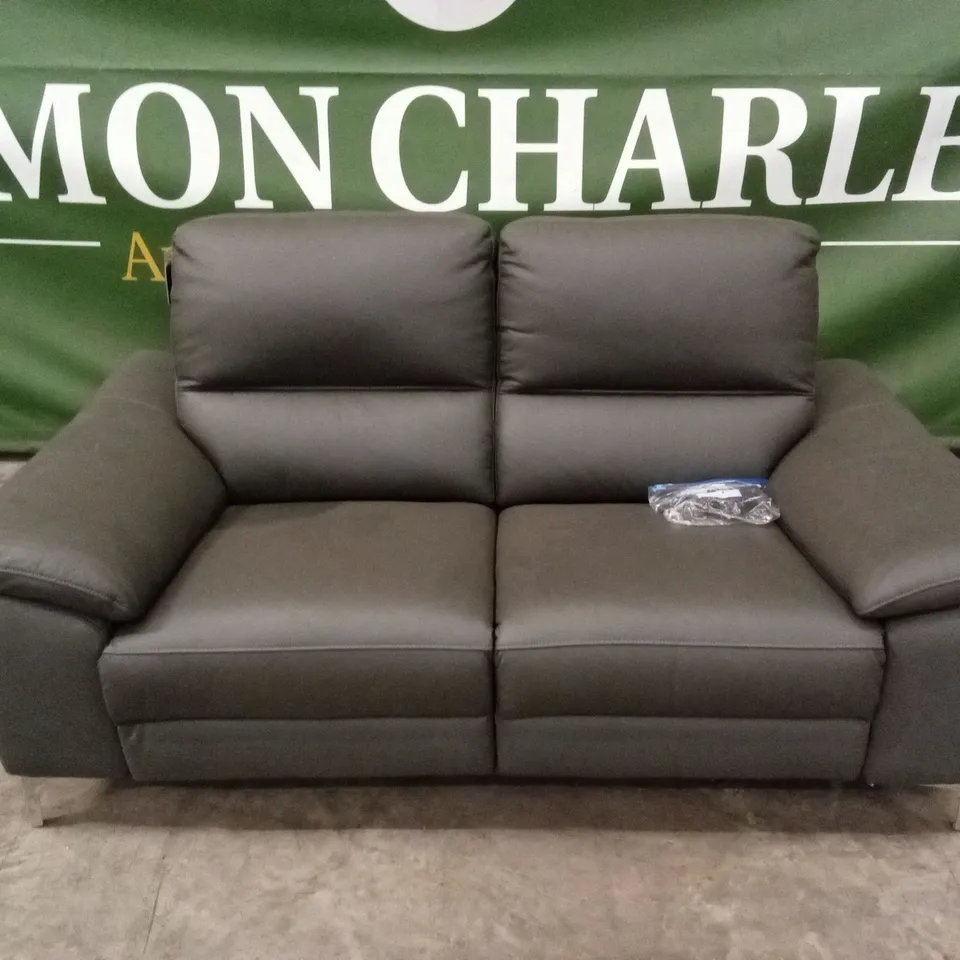 PAVILION 2 SEATER LEATHER/FAUX LEATHER POWER RECLINER SOFA - CHARCOAL RRP £949