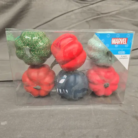 4 BOXED PACKS OF MARVEL THEMED PUMPKIN DECORATIONS (6 PER PACK)
