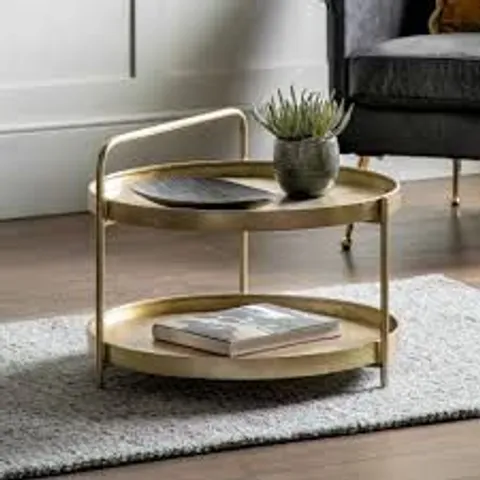 BOXED FABCO COLLECTION SHENNEN COFFEE TABLE GOLD W650×D650×H500MM