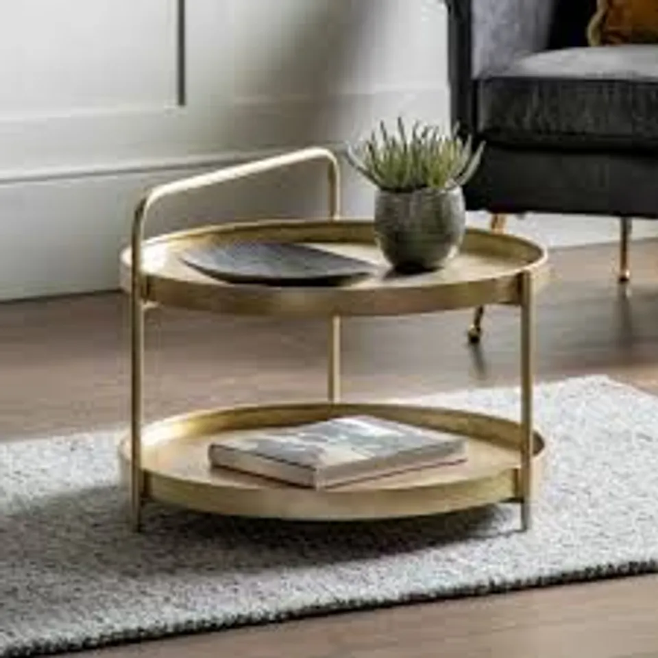 BOXED FABCO COLLECTION SHENNEN COFFEE TABLE GOLD W650×D650×H500MM
